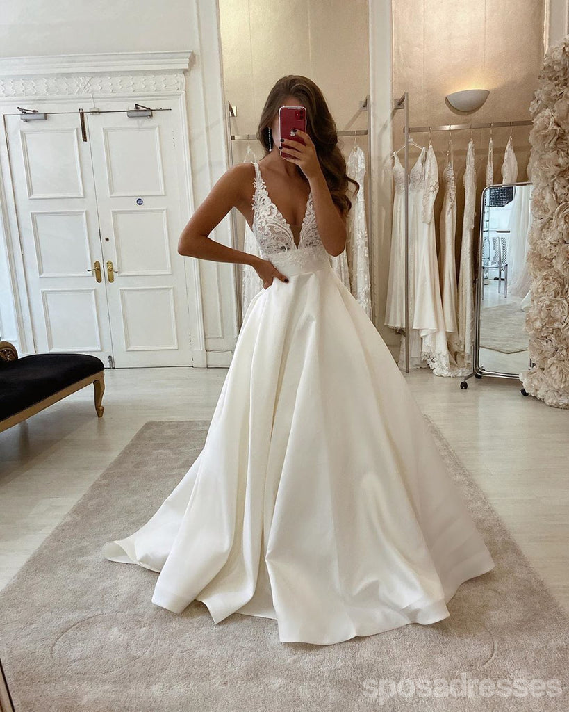 Custom Made White Lace Wedding Dress With Sleeves With Half Sheer Sleeves,  Open Back, And Applique Detailing From Deerway123, $161.41 | DHgate.Com
